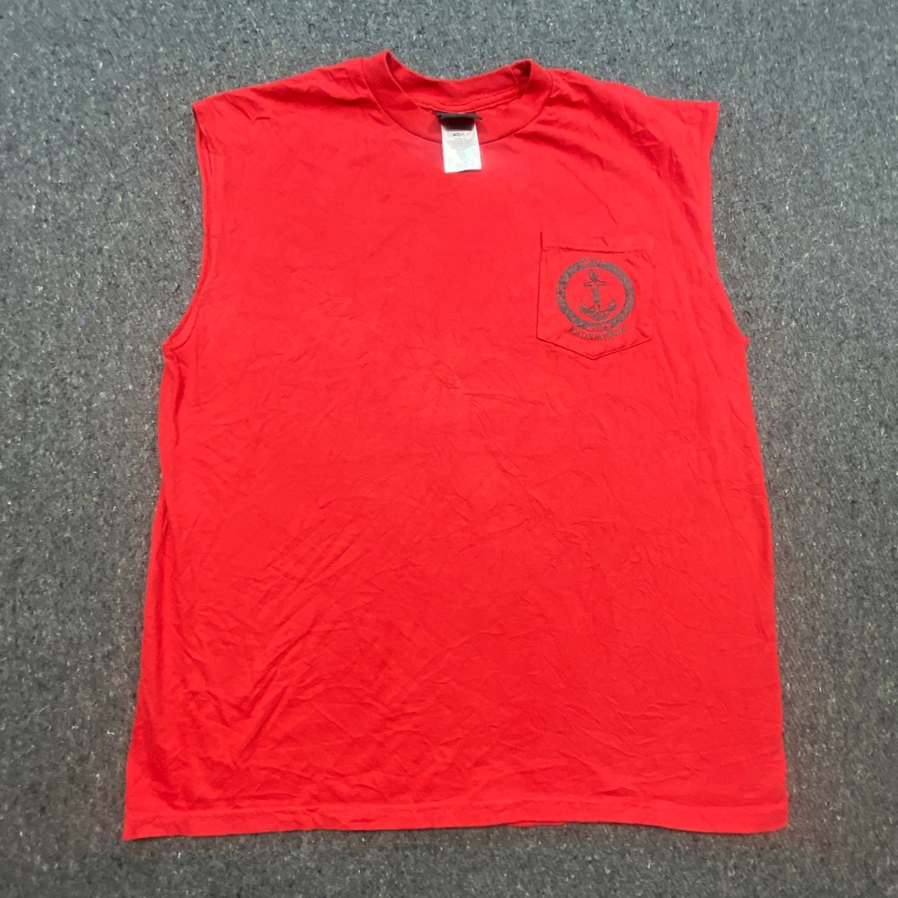 Harley Davidson Sleeveless Shirt XL Mens Red Roatan Honduras Biker Pocket Tee